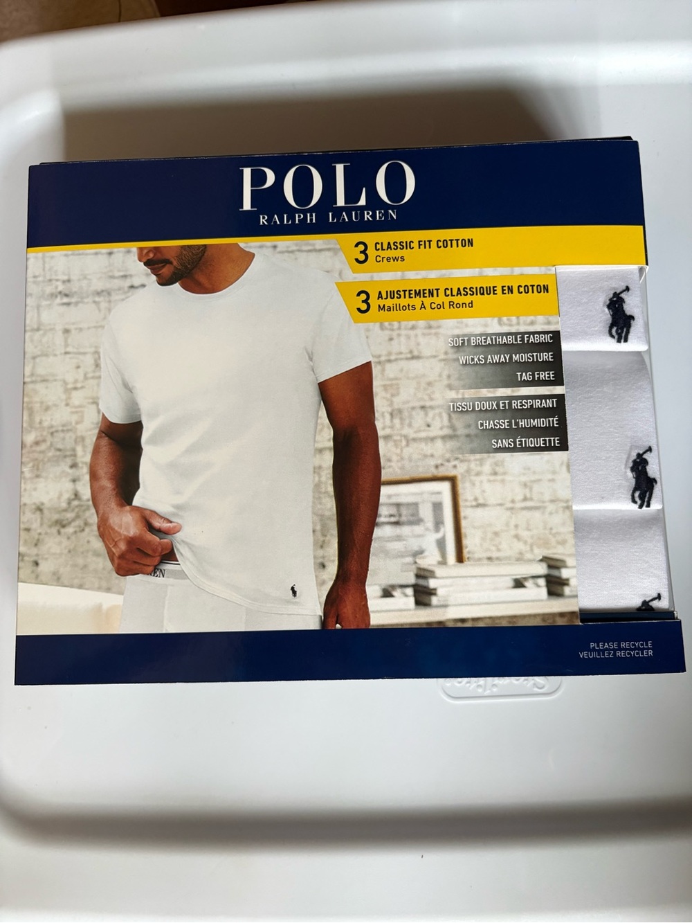 NEW Polo by Ralph Lauren Men’s Classic Fit Cotton Crew T-Shirt - White (3-Pack)
